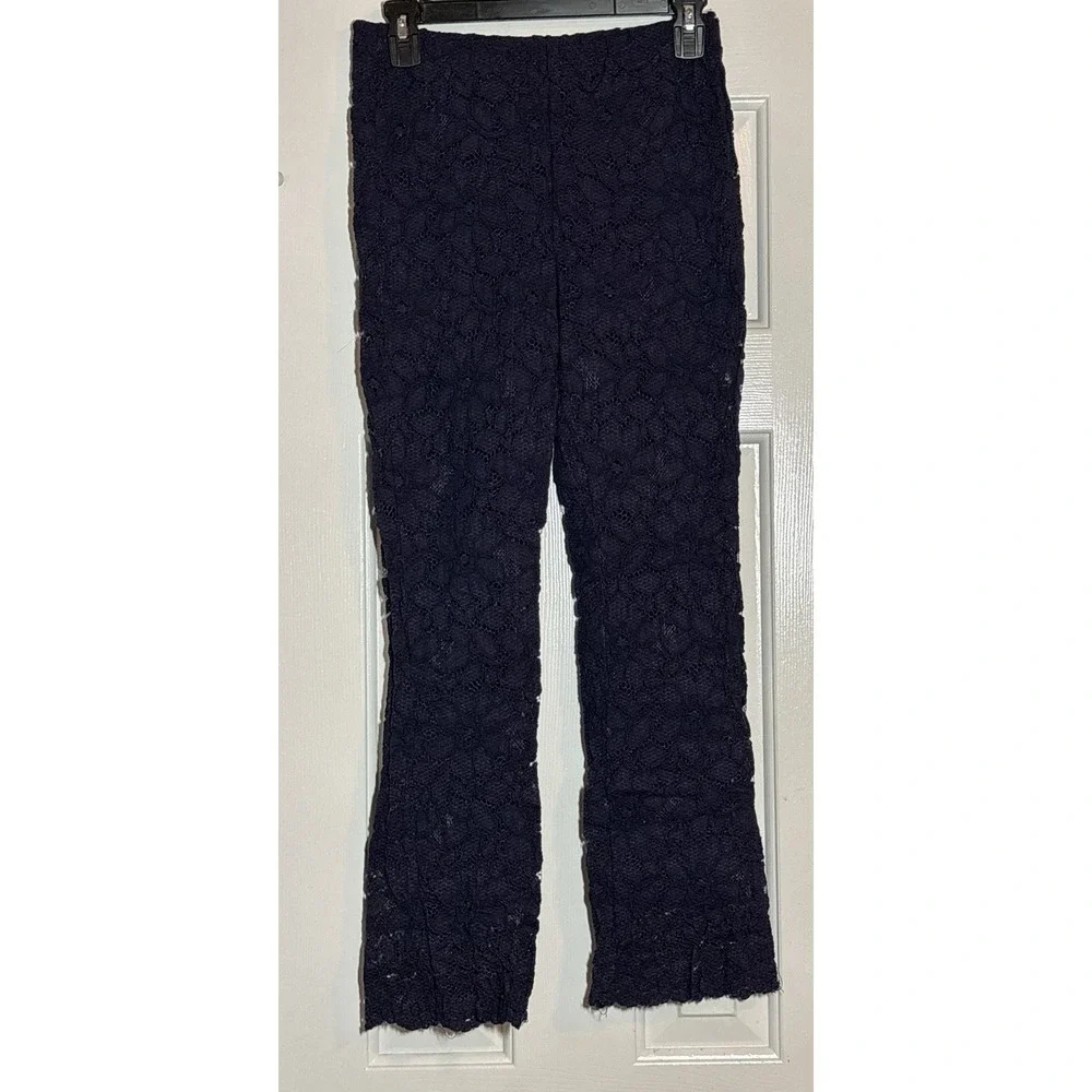 Free People Womens Pants Size XS Wild Laces Pull On Crop Flare Blue Lined Floral